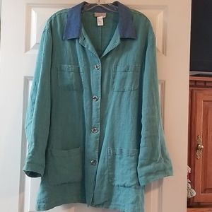 Coldwater Creek blue and teal button down